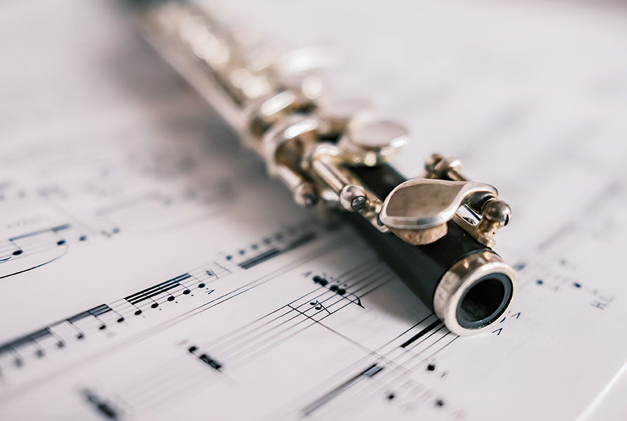 Close up and selective focus on a classic wooden flute about to be played in flute lessons in halifax